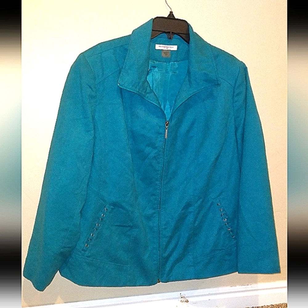 Allison Daley Teal Faux Suede Jacket Sz 20W